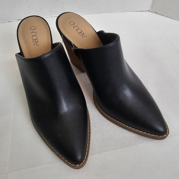 Abound Maya Black Faux Leather Block Heel Mules Pointed Toe Size 6.5M - Picture 3 of 12